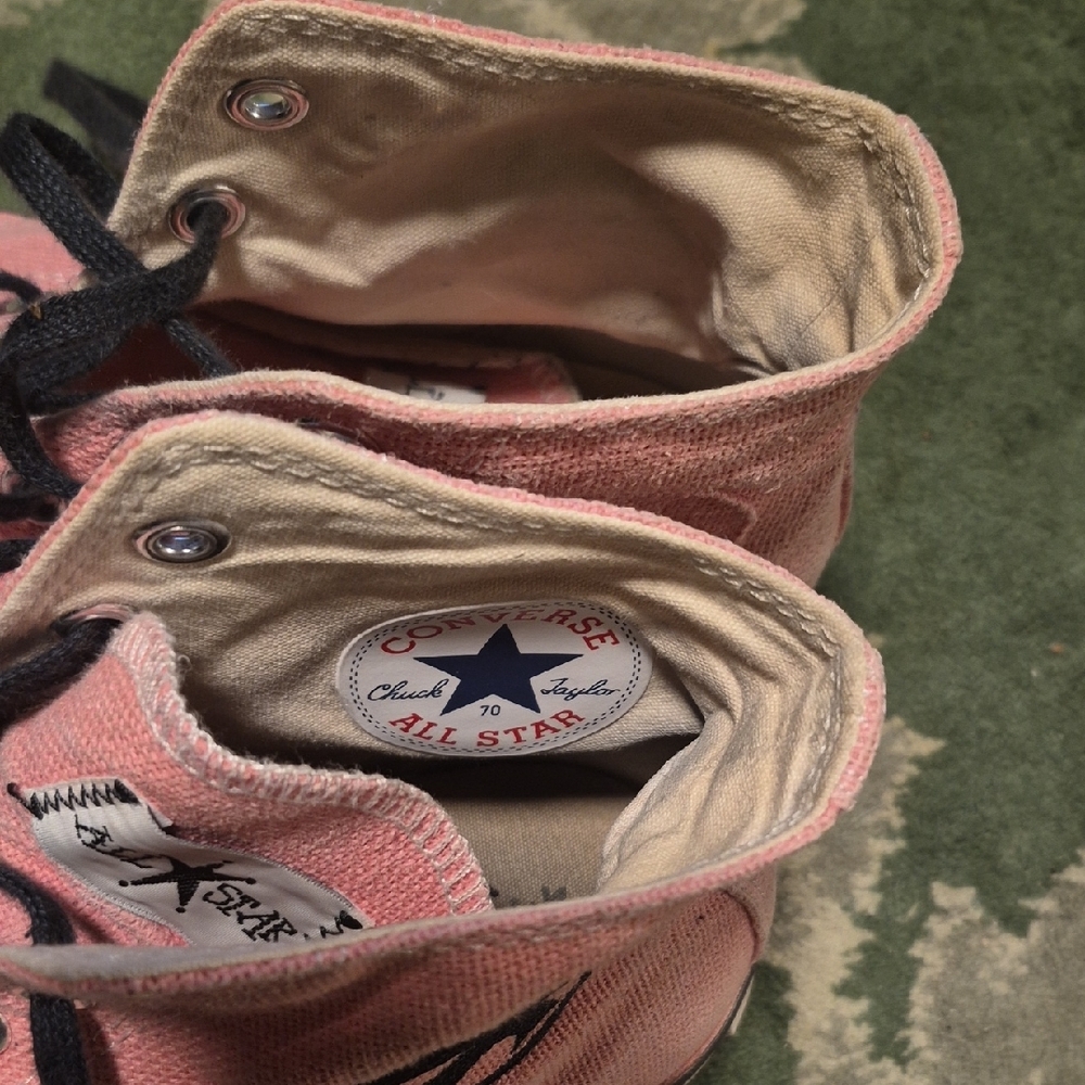 Converse Pink Canvas High-Tops with Black Accents - Picture 3 of 10
